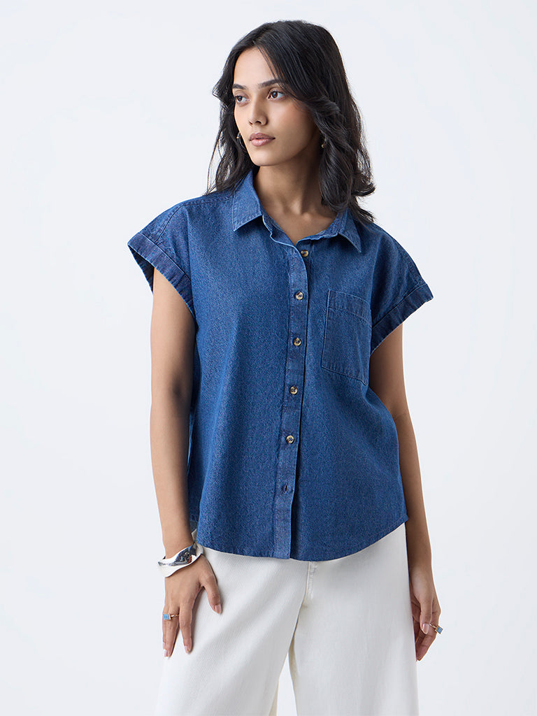 LOV Dark Blue Denim Shirt - Image 2