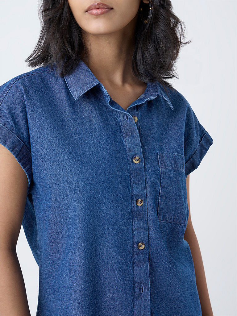 LOV Dark Blue Denim Shirt - Image 3