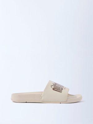 SOLEPLAY Beige Text Design Pool Slides