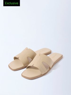 LUNA BLU Ivory Stitch-Detailed Slides - Exclusive