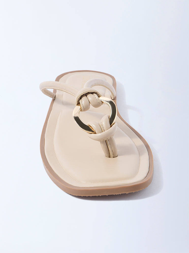 LUNA BLU Beige Ring-Detailed Slides - Exclusive - Image 3