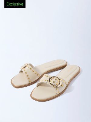 LUNA BLU Ivory Stud-Detailed Slides - Exclusive