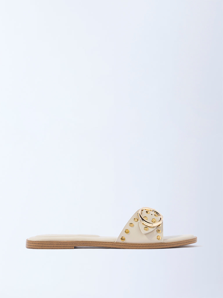 LUNA BLU Ivory Stud-Detailed Slides - Exclusive - Image 2