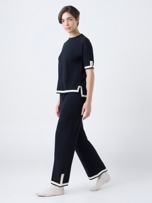 Wunderlove Black Contrast-Detail High-Rise Pants