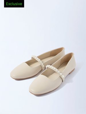 LUNA BLU Ivory Pearlescent Mary Jane Shoes - Exclusive