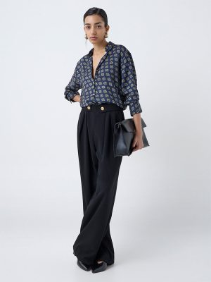 Wardrobe Navy Printed Shirt