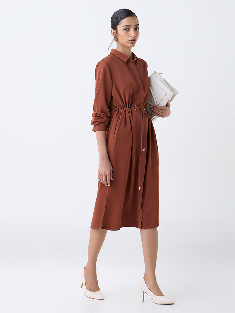 Wardrobe Brown Solid Shirt Dress - Image 2