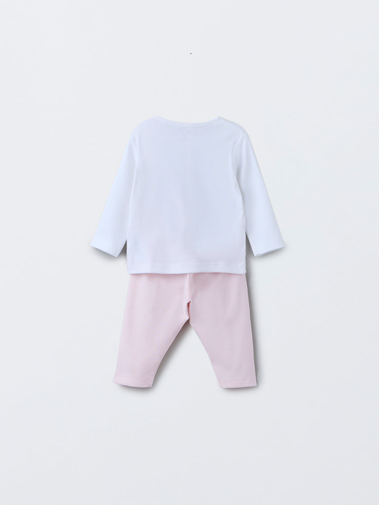 HOP Baby Pink Animal Pattern Cotton T-Shirt with Pants Set - Image 3