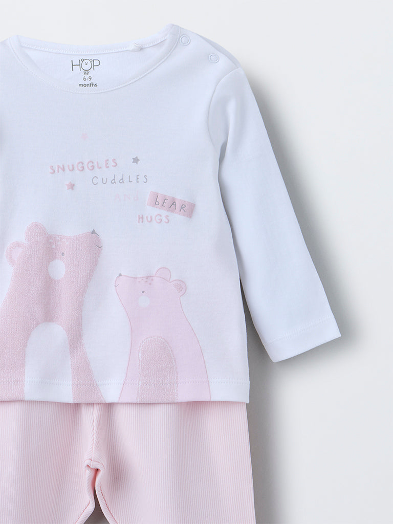 HOP Baby Pink Animal Pattern Cotton T-Shirt with Pants Set - Image 4