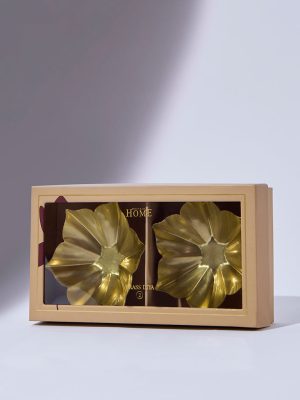Westside Home Gold Lotus-Shaped Diyas (Set of 2) - Festive Season Gift