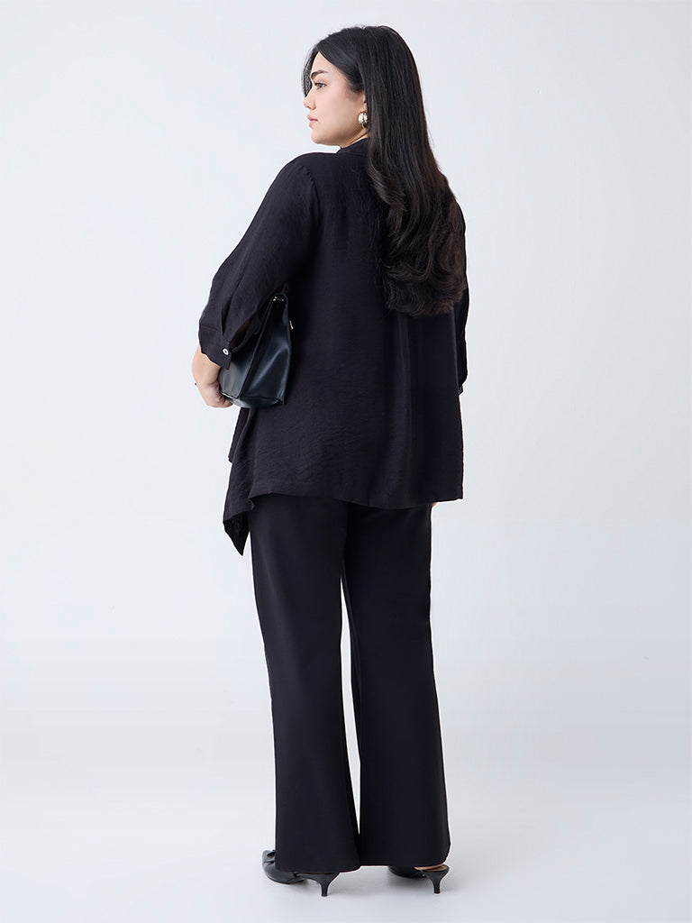 Gia Black Solid Asymmetric Shirt - Image 4