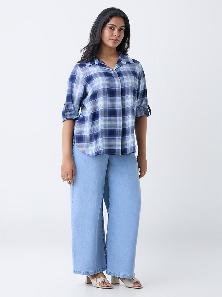 Gia Navy Check Detailed Shirt