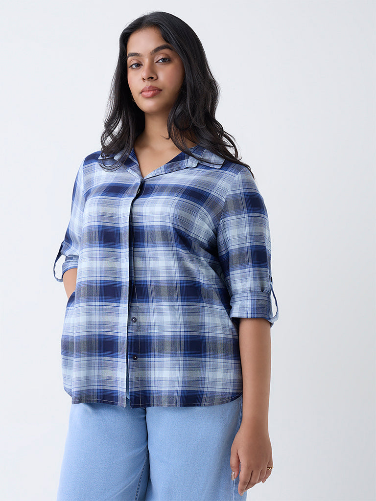 Gia Navy Check Detailed Shirt - Image 2