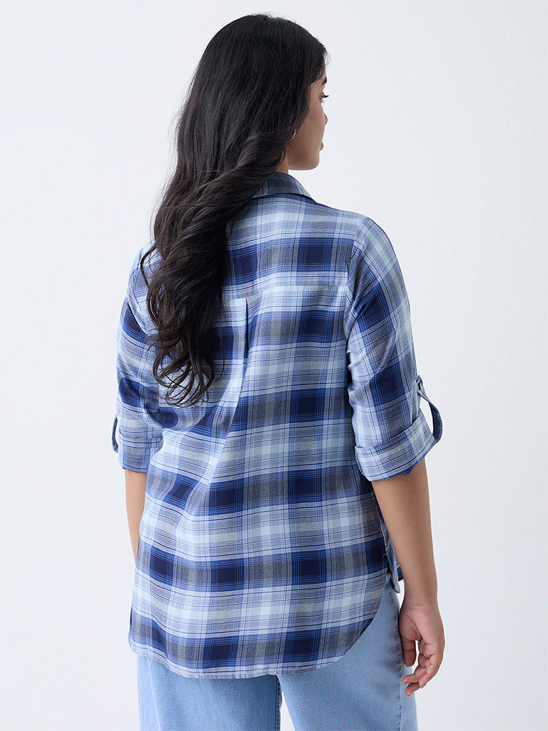 Gia Navy Check Detailed Shirt - Image 4