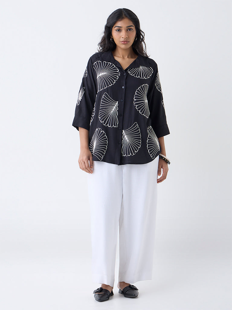 Gia Black Shell Embroidered Shirt - Image 2