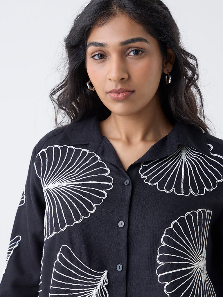 Gia Black Shell Embroidered Shirt - Image 3