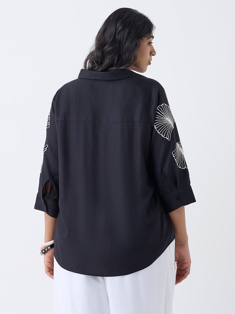 Gia Black Shell Embroidered Shirt - Image 4