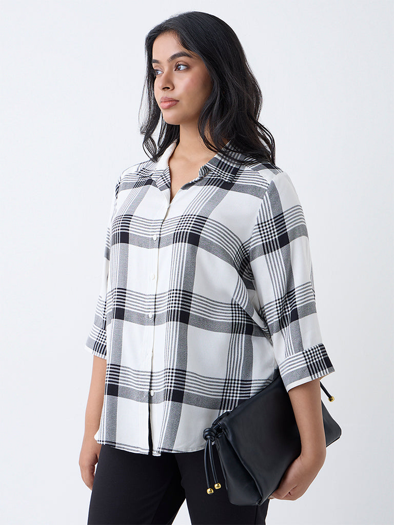 Gia Off-White Checks Pattern Shirt - Image 2