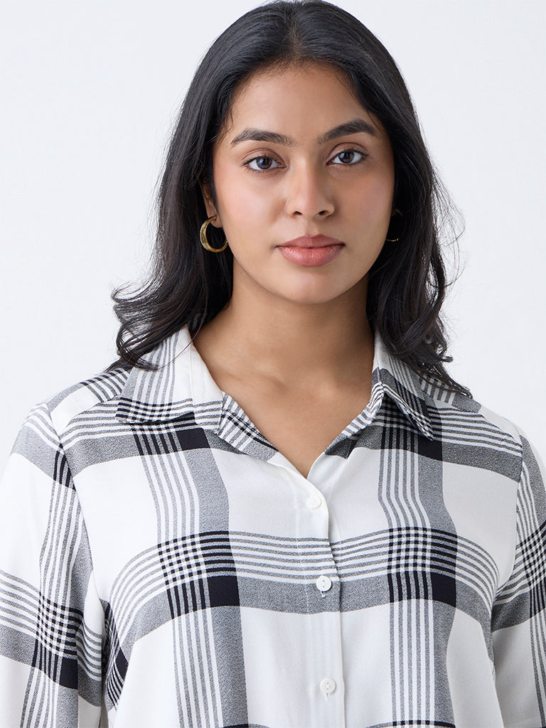 Gia Off-White Checks Pattern Shirt - Image 3