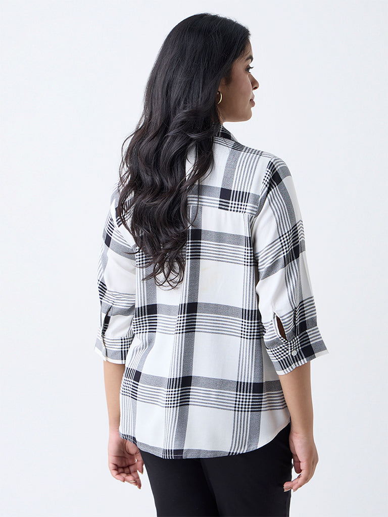 Gia Off-White Checks Pattern Shirt - Image 4