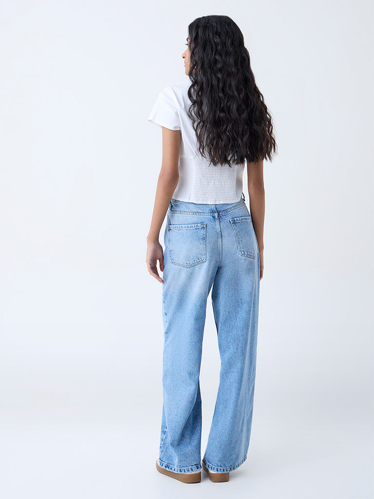 Nuon Light Blue Relaxed-Fit High-Rise Jeans - Image 4