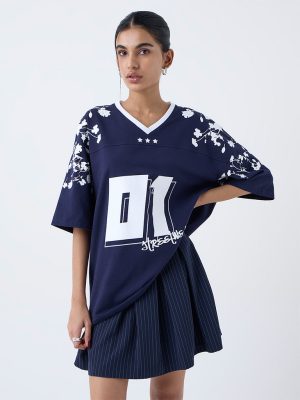 Nuon Navy Printed T-Shirt