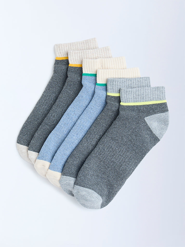 WES Lounge Multicolour Cotton-Blend Socks - Pack of 3 - Image 2