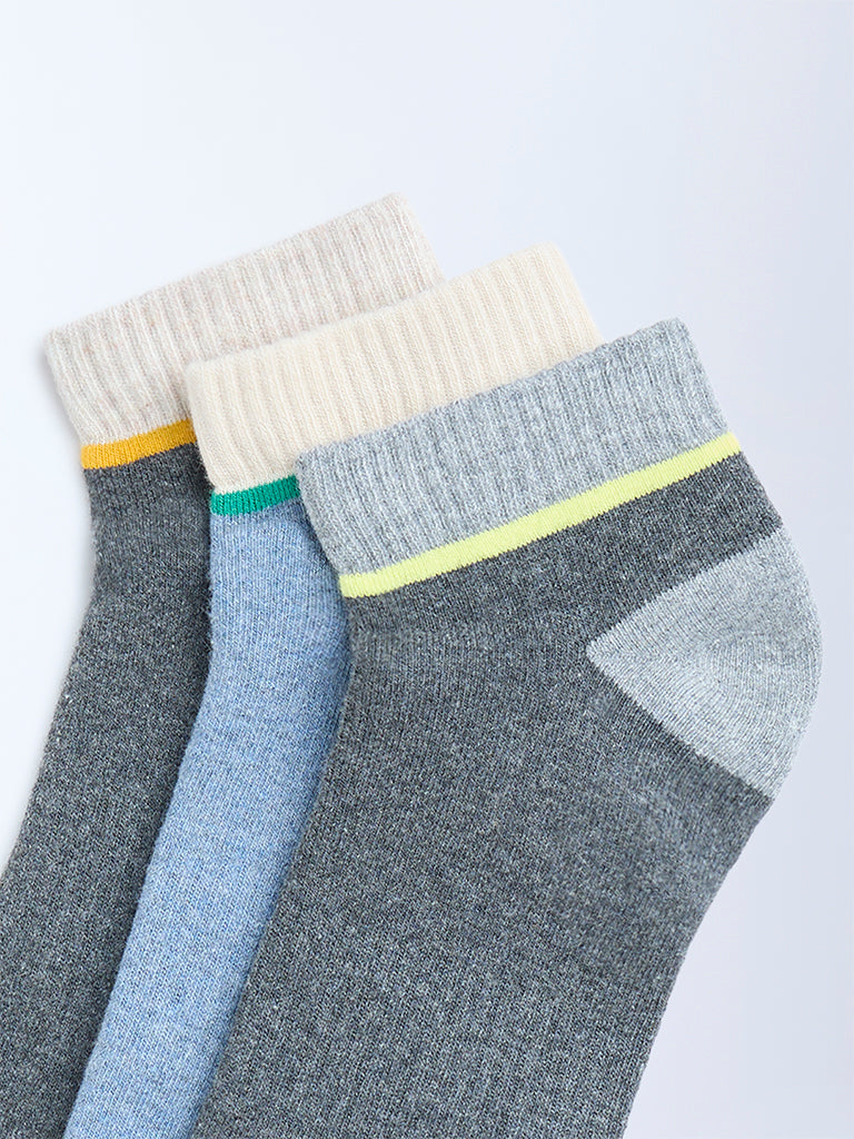 WES Lounge Multicolour Cotton-Blend Socks - Pack of 3 - Image 3