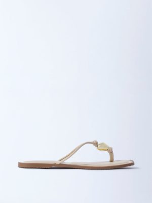 LUNA BLU Ivory Metal-Detail Thong-Strap Sandals