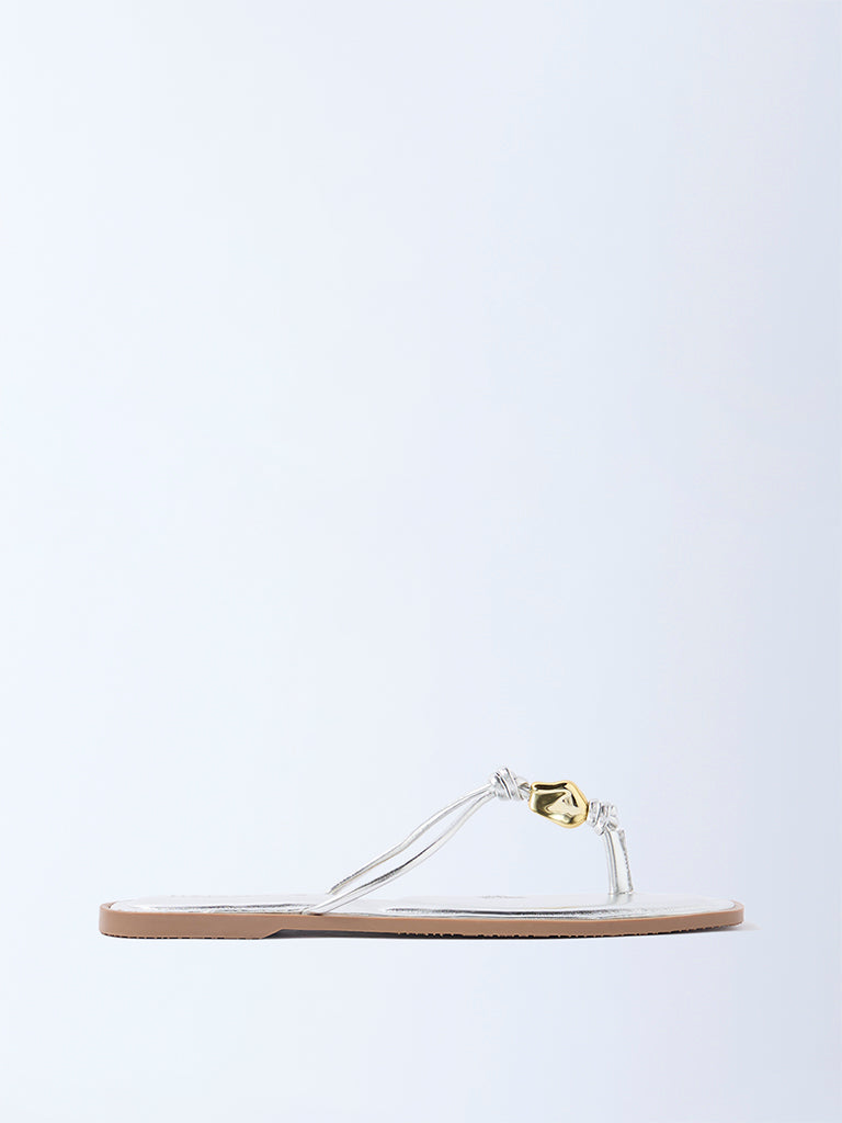 LUNA BLU Silver Thong-Strap Sandals - Exclusive - Image 2