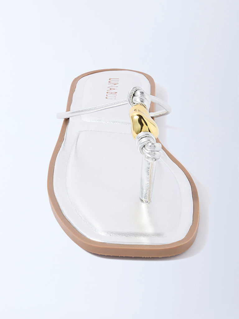 LUNA BLU Silver Thong-Strap Sandals - Exclusive - Image 3