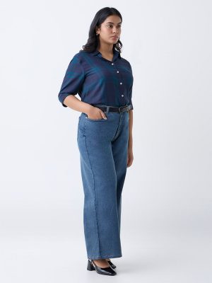 Gia Navy Check Shirt