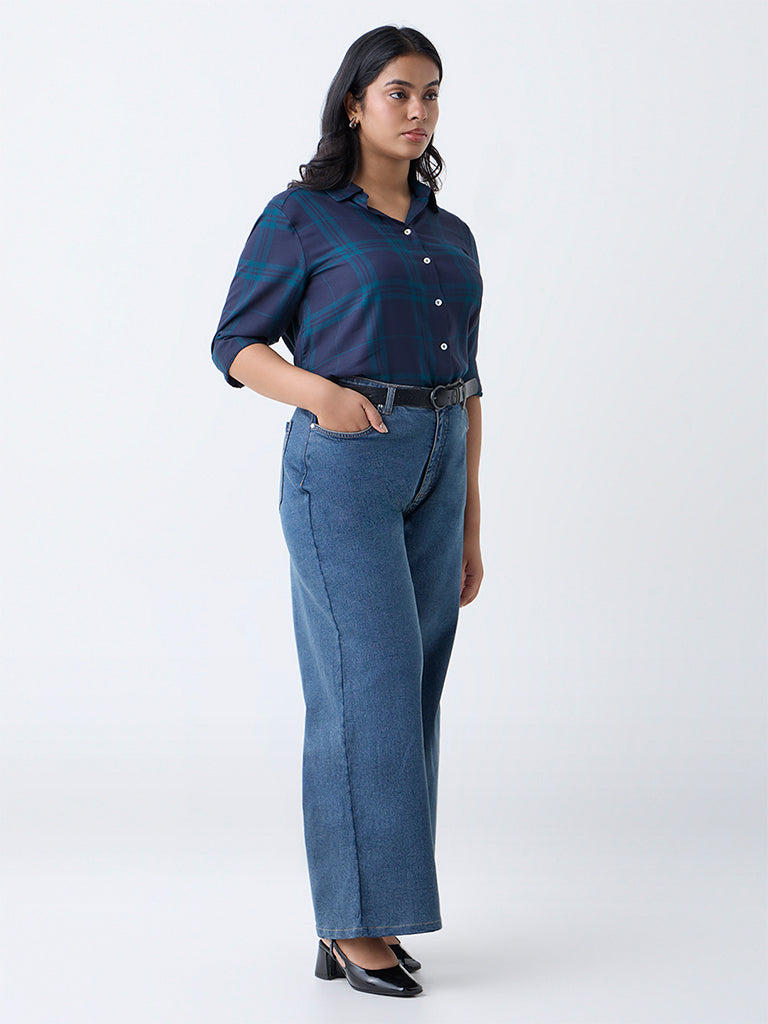 Gia Navy Check Shirt