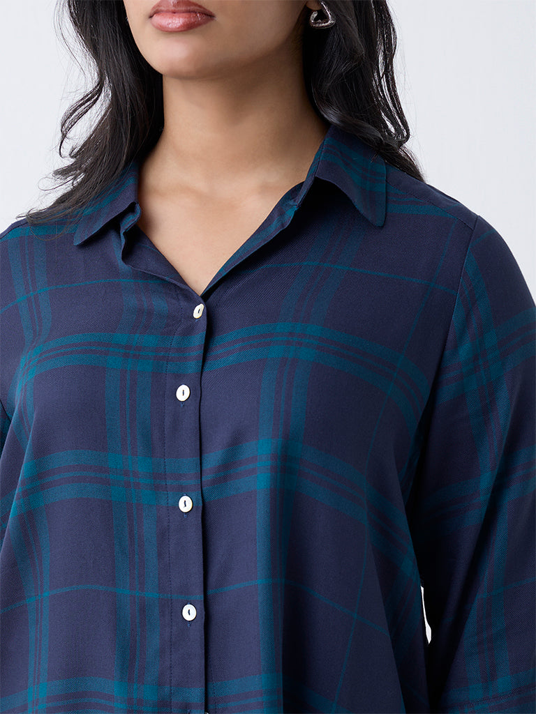 Gia Navy Check Shirt - Image 3