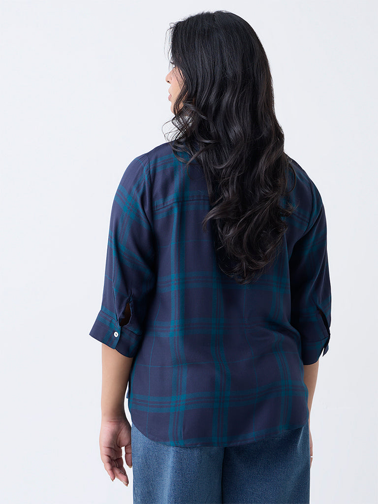 Gia Navy Check Shirt - Image 4