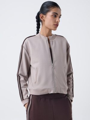 Studiofit Taupe Stripe Detailed Jacket