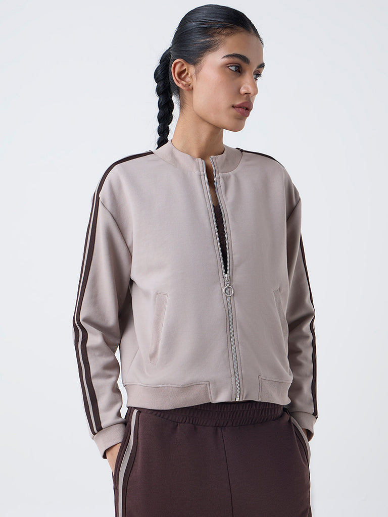 Studiofit Taupe Stripe Detailed Jacket