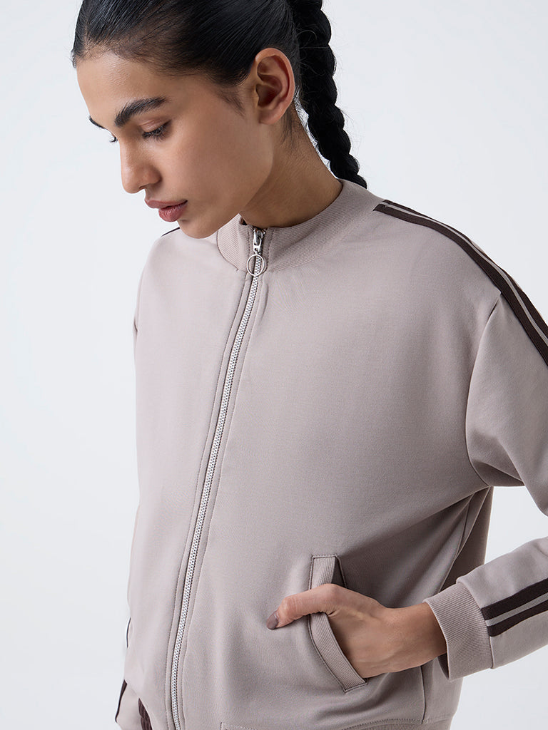 Studiofit Taupe Stripe Detailed Jacket - Image 3