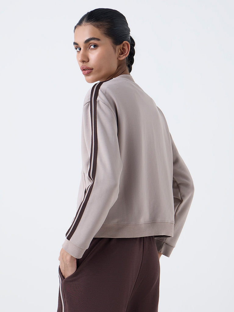 Studiofit Taupe Stripe Detailed Jacket - Image 4