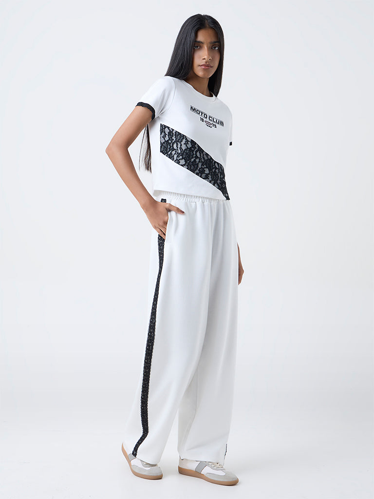 Studiofit White Text Design Cotton T-Shirt - Image 2