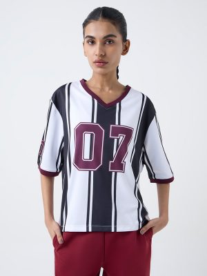 Studiofit Black Striped Jersey T-Shirt