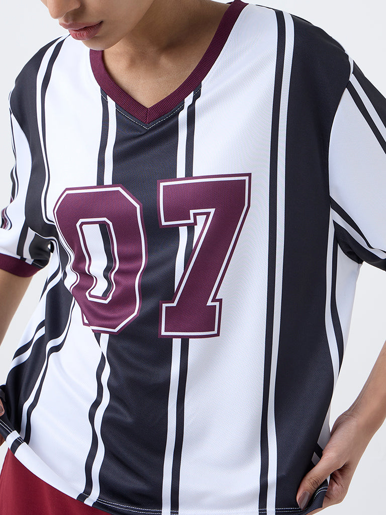 Studiofit Black Striped Jersey T-Shirt - Image 3