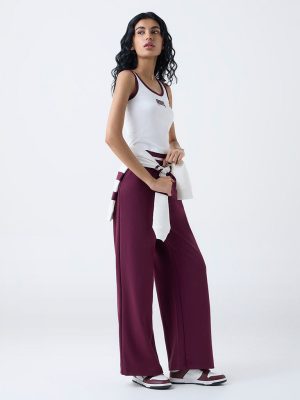 Studiofit White Typographic Ribbed Top