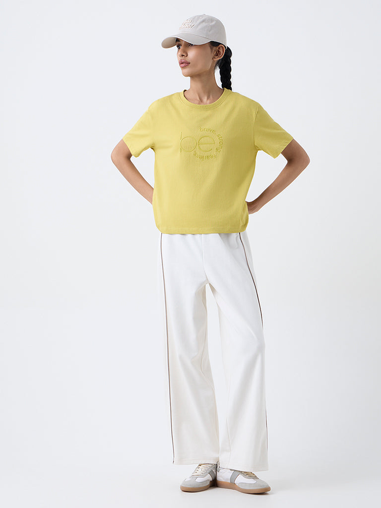 Studiofit Lime Text Design Cotton T-Shirt - Image 2