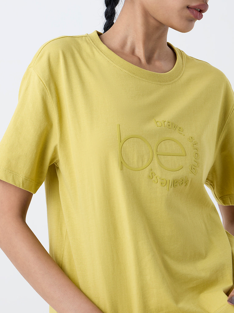 Studiofit Lime Text Design Cotton T-Shirt - Image 3