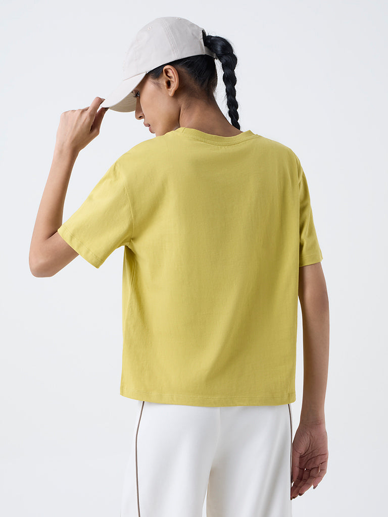 Studiofit Lime Text Design Cotton T-Shirt - Image 4