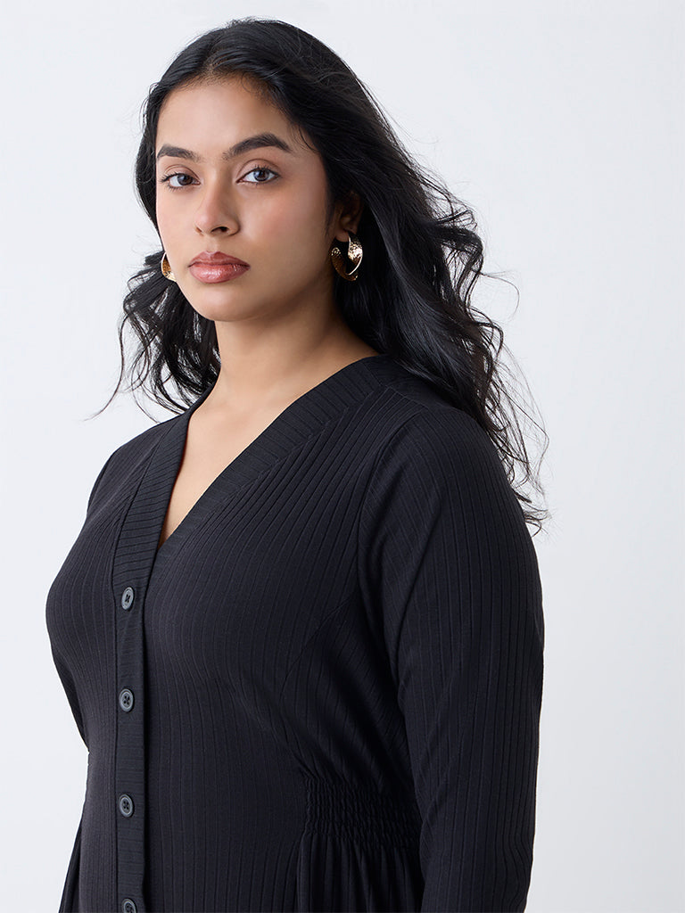 Gia Black Self-Striped Straight Dress - Image 3