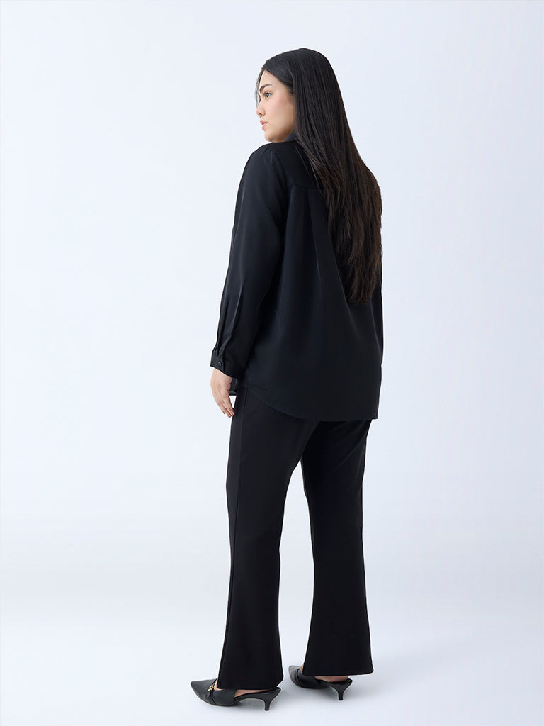 Gia Black Bootcut High-Rise Trousers - Image 4