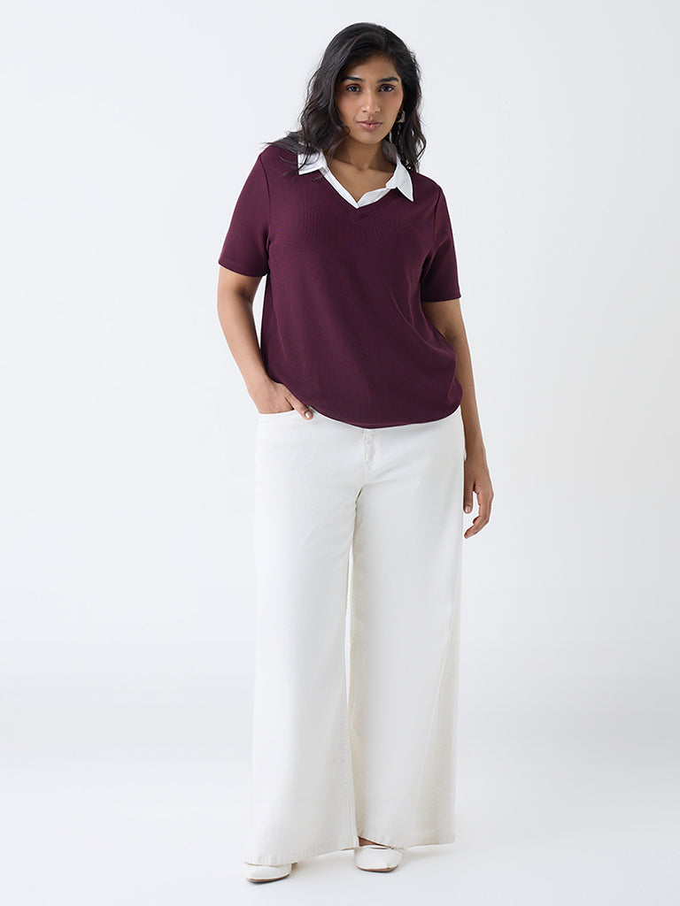 Gia Plum Ribbed Top - Image 2