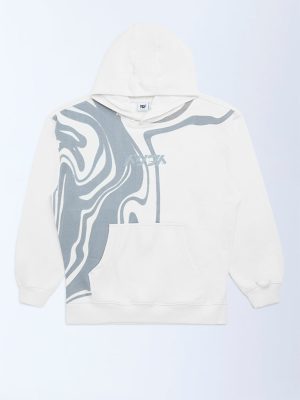 Y&F Kids Off-White Printed Cotton-Blend Hoodie